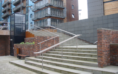 Bonnington Bond exterior stair ways - metal railings by Blake Group