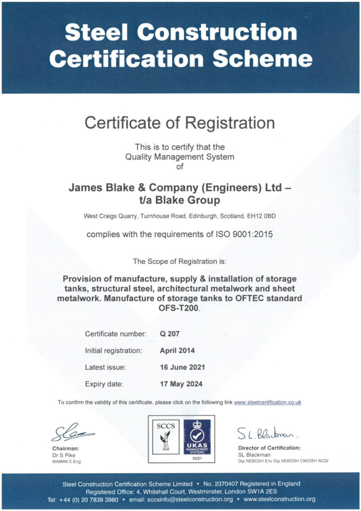 Steel Construction Certification Scheme Blake Group
