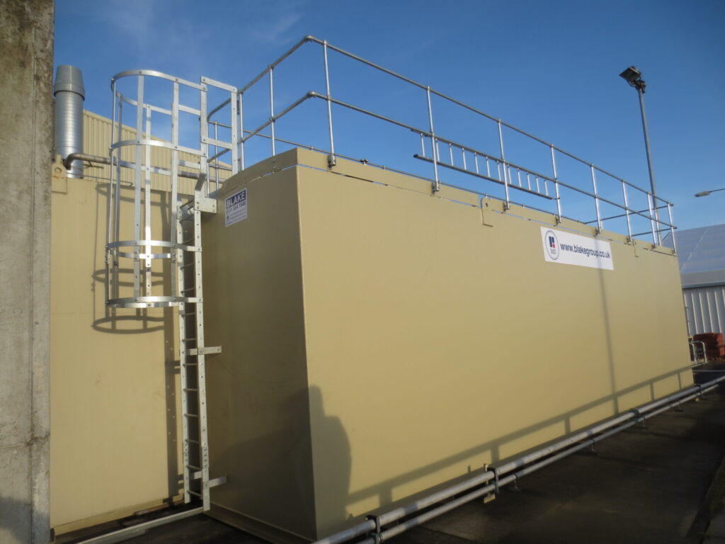 Rectangular oil tank manufactured by Blake Group in Edinburgh