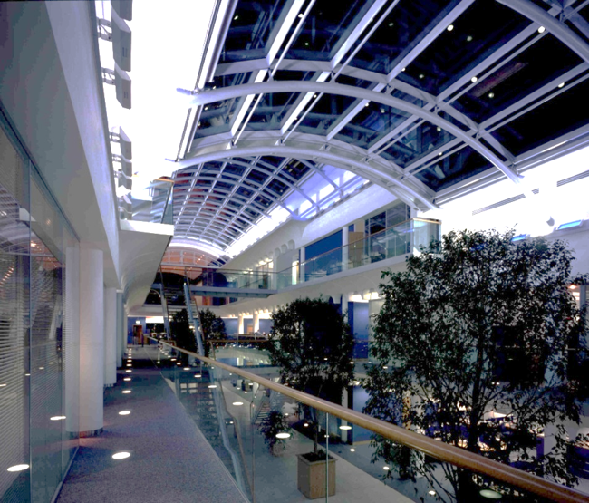 Interior of Barclay House showing metal work by Blake Group
