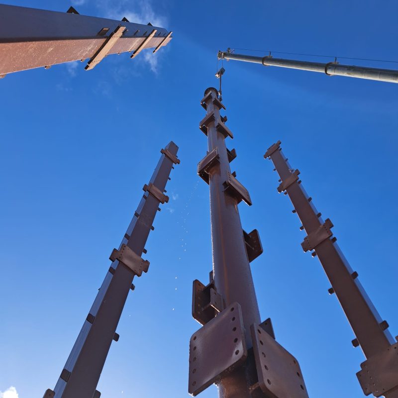 Metal structure being lowered into place at Aberdeen Seafront Project. Structures made by Blake Group.
