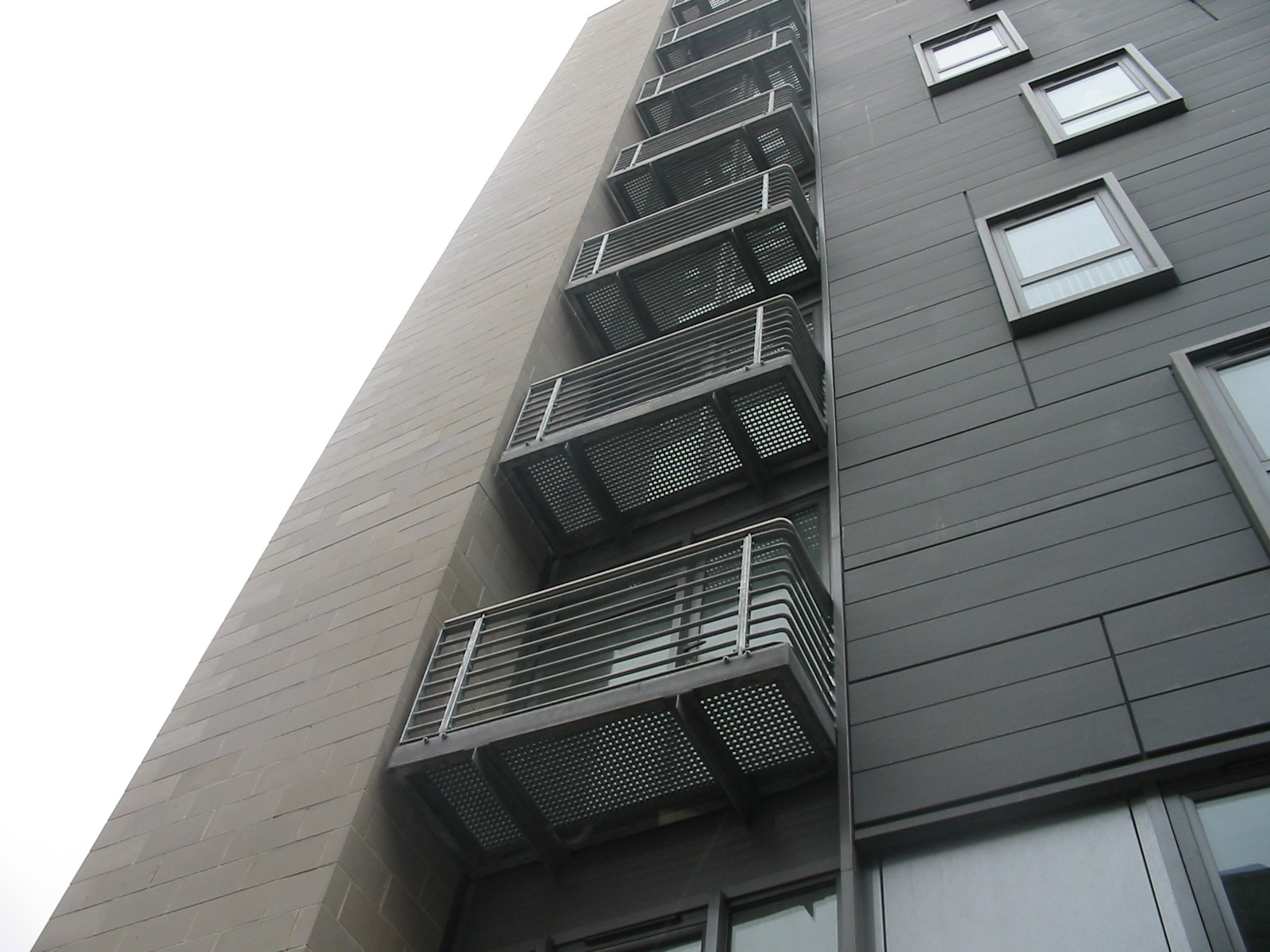 Metal balconies on a block of modern flats in Scotland made by Blake Group in Edinburgh - 208 Clyde Street, Glasgow