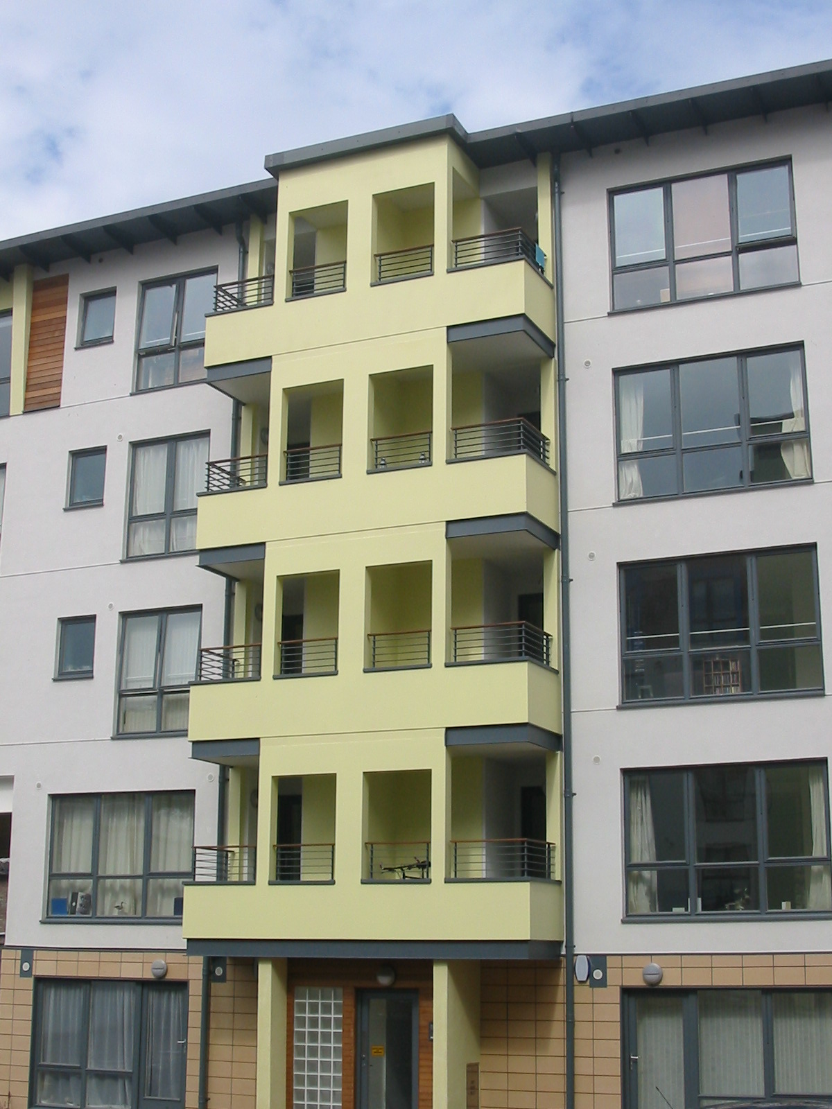 The Crescent, Gregor Shore modern flats with railings by Blake Group in Edinburgh.