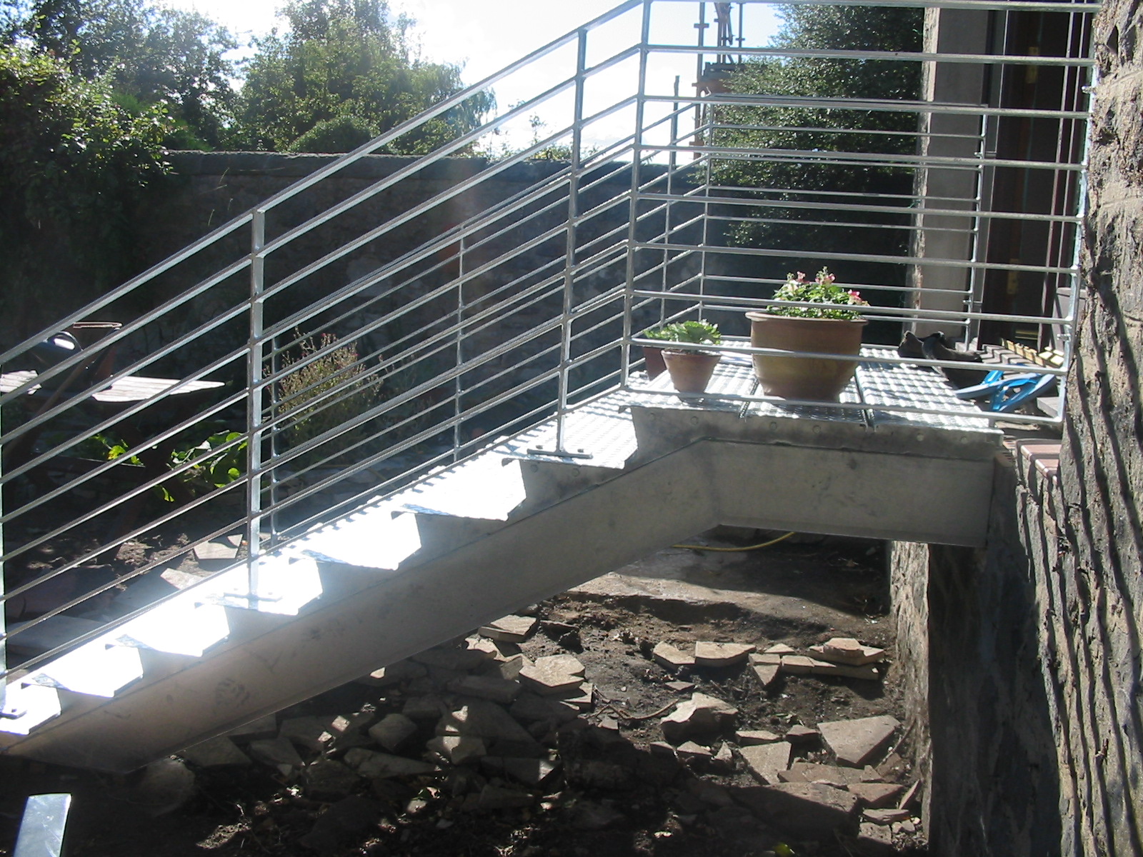 Side view of external metal staircase made by Blake Group in Edinburgh
